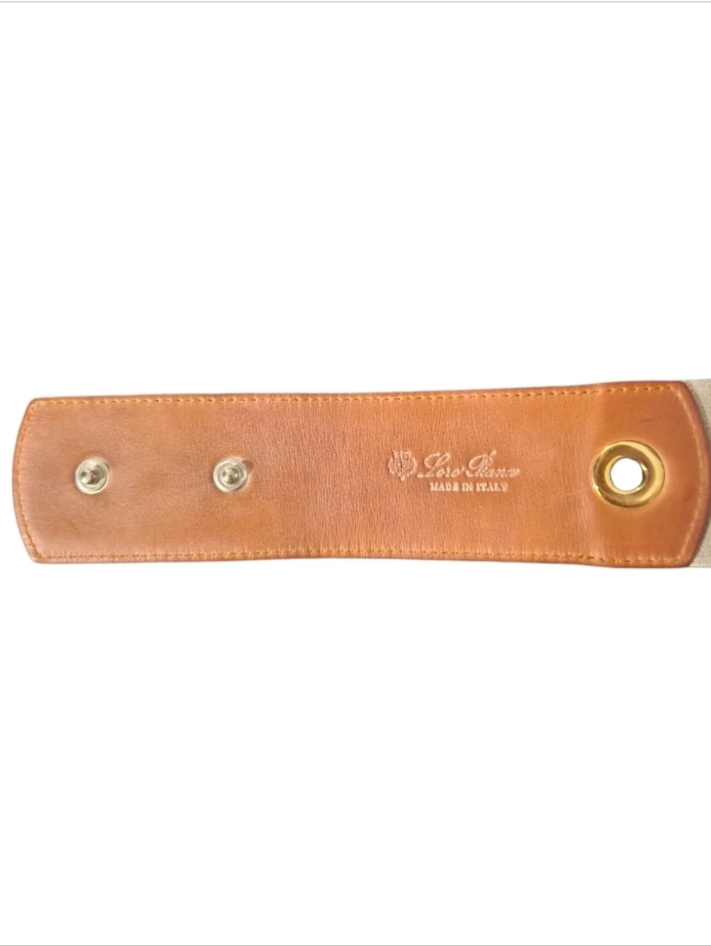 LORO PIANA | Beige Elastic Leather Trim Stretch Belt Made in Italy